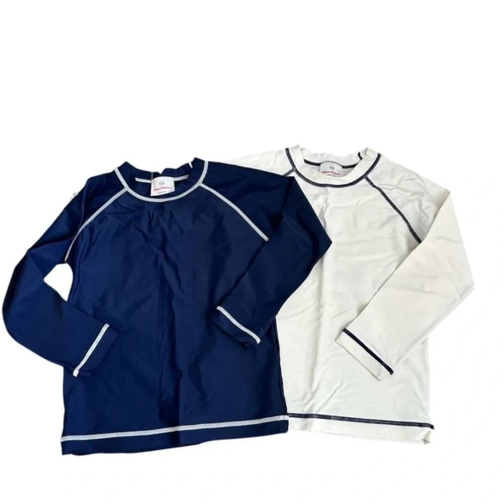 Hanna Andersson Navy and White Long Sleeve Swim Top